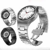 Stainless Steel Strap for Samsung Galaxy Watch 7/6/5 – Butterfly Clasp & Button Connector